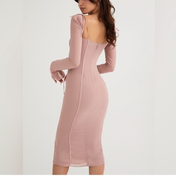 NWT House of CB Ophelia Georgette Blush Cut Out Midi Dress - Picture 9 of 9